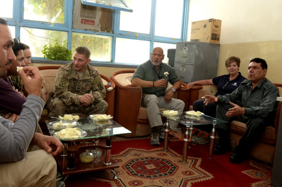 Women from 203rd Zone Afghan Border Police and TAAC-S attend shura at Kandahar Airfield, Afghanistan 150809-N-SQ656-127