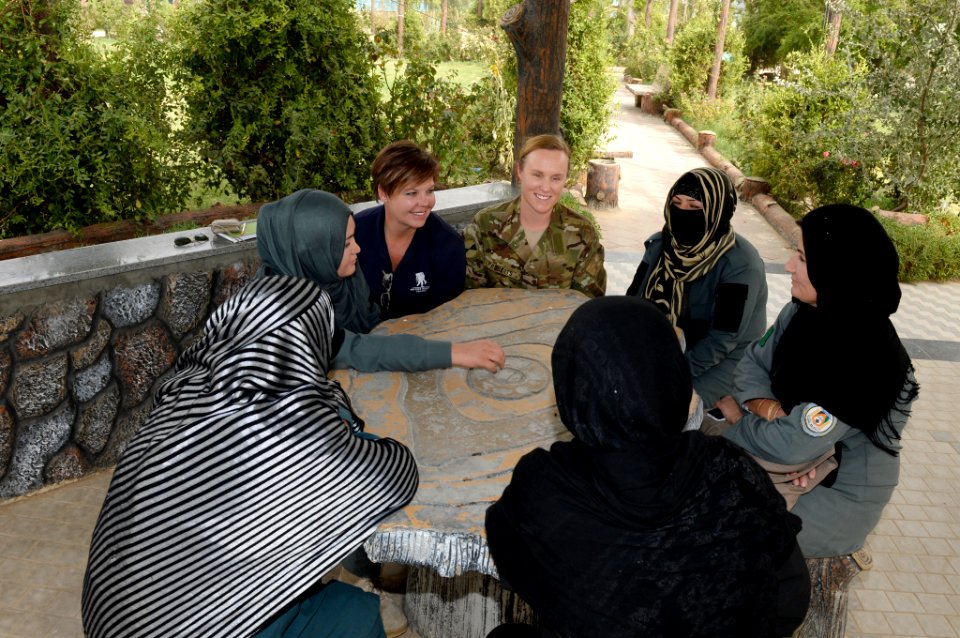 Women from 203rd Zone Afghan Border Police and TAAC-S attend shura at Kandahar Airfield, Afghanistan 150809-N-SQ656-158