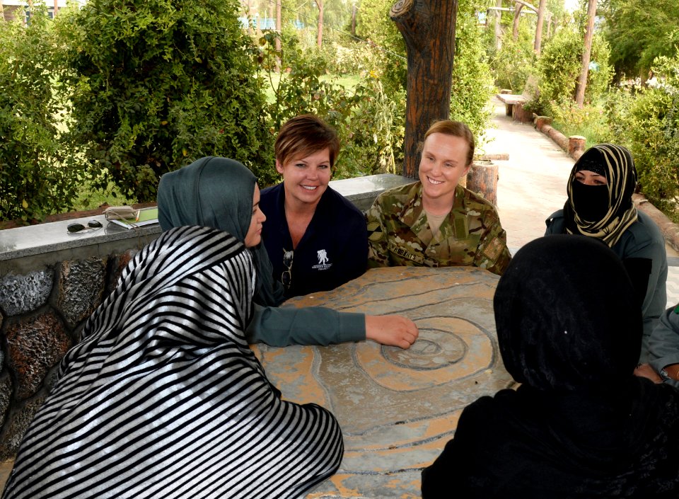 Women from 203rd Zone Afghan Border Police and TAAC-S attend shura at Kandahar Airfield, Afghanistan 150809-N-SQ656-356