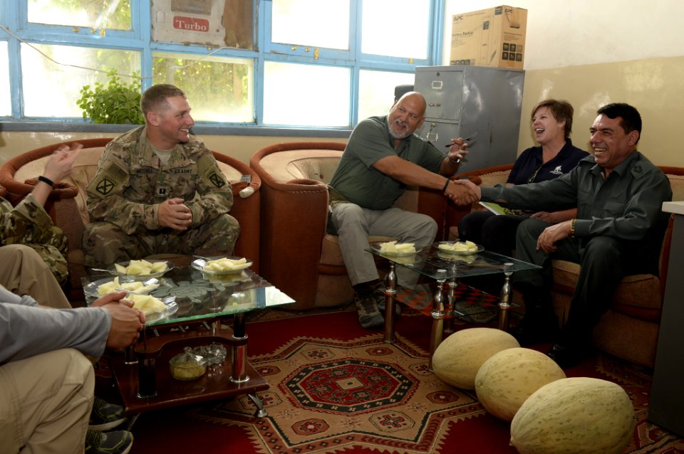 Women from 203rd Zone Afghan Border Police and TAAC-S attend shura at Kandahar Airfield, Afghanistan 150809-N-SQ656-135