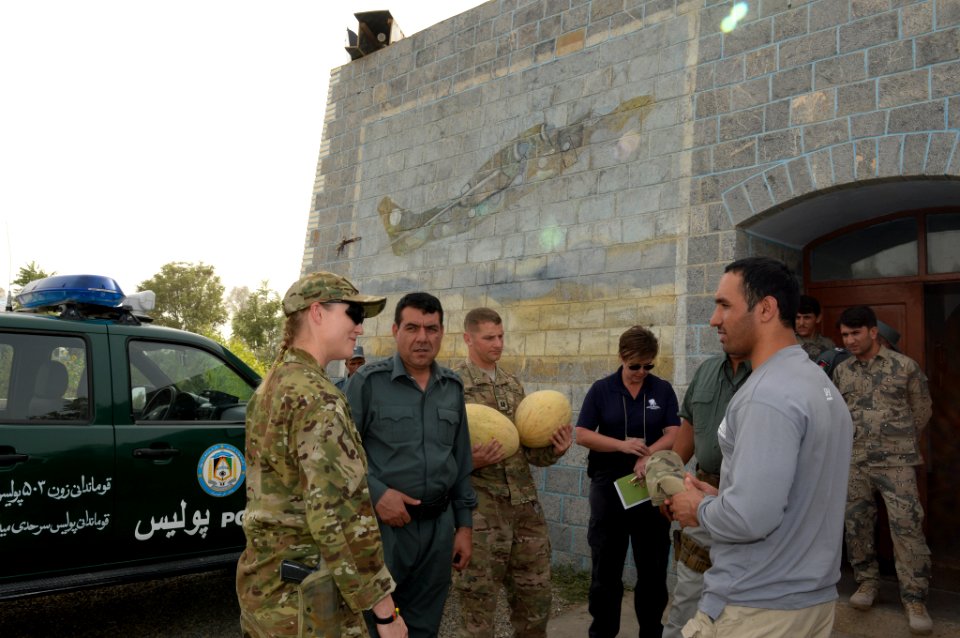 Women from 203rd Zone Afghan Border Police and TAAC-S attend shura at Kandahar Airfield, Afghanistan 150809-N-SQ656-205