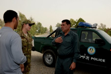 Women from 203rd Zone Afghan Border Police and TAAC-S attend shura at Kandahar Airfield, Afghanistan 150809-N-SQ656-199