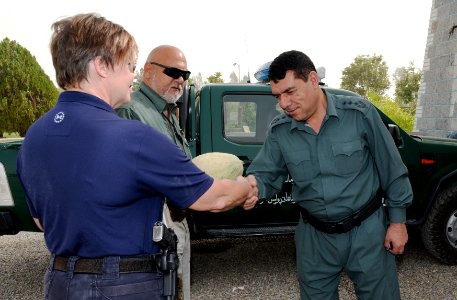 Women from 203rd Zone Afghan Border Police and TAAC-S attend shura at Kandahar Airfield, Afghanistan 150809-N-SQ656-211