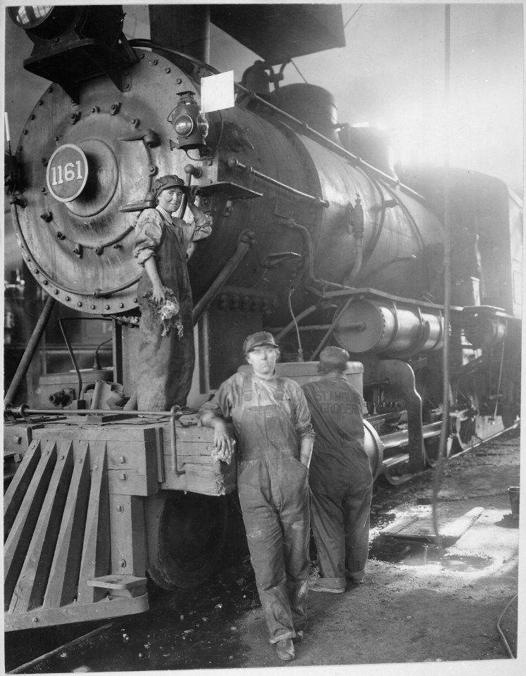 Women taking place of men on Great Northern Railway at Great Falls. Montana, circa 1918. Great Falls Commercial Club., 1 - NARA - 533760