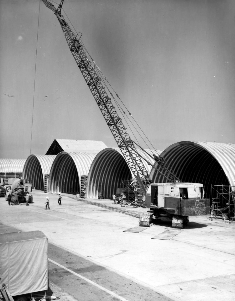 Wonderarch shelters under construction at Da Nang Air Base