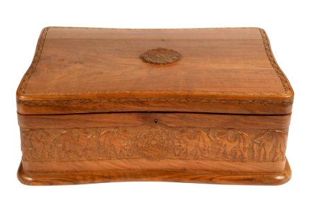 Wood chest presented to President Kennedy by Sarvepalli Radhakrishnan