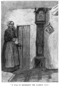 Wood engraving from drawing by Howard Pyle which illustrated his article, A Peculiar People, in Harper's New Monthly, Oct. 1889, pp. 776-785. Dunker religion in Pennsylvania- Interior of LCCN2004678649