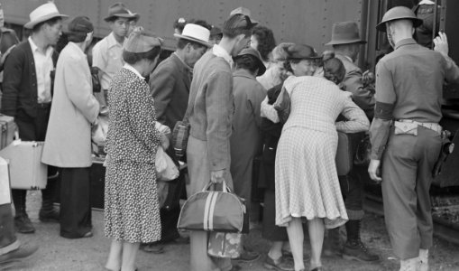 Woodland, Yolo County, California. The train is about to depart which will take these evacuees of J . . . - NARA - 537819 (cropped)