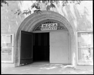 Woodland, California. Entrance to American Legion Hall, now used by Wartime Civil Control Administr . . . - NARA - 537801