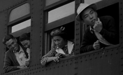 Woodland, California. Evacuees of Japanese ancestry from this rich agricultural district are on the . . . - NARA - 537822 (cropped) photo