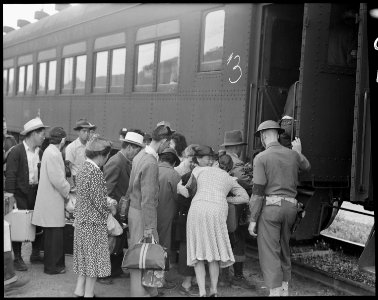 Woodland, Yolo County, California. The train is about to depart which will take these evacuees of J . . . - NARA - 537819