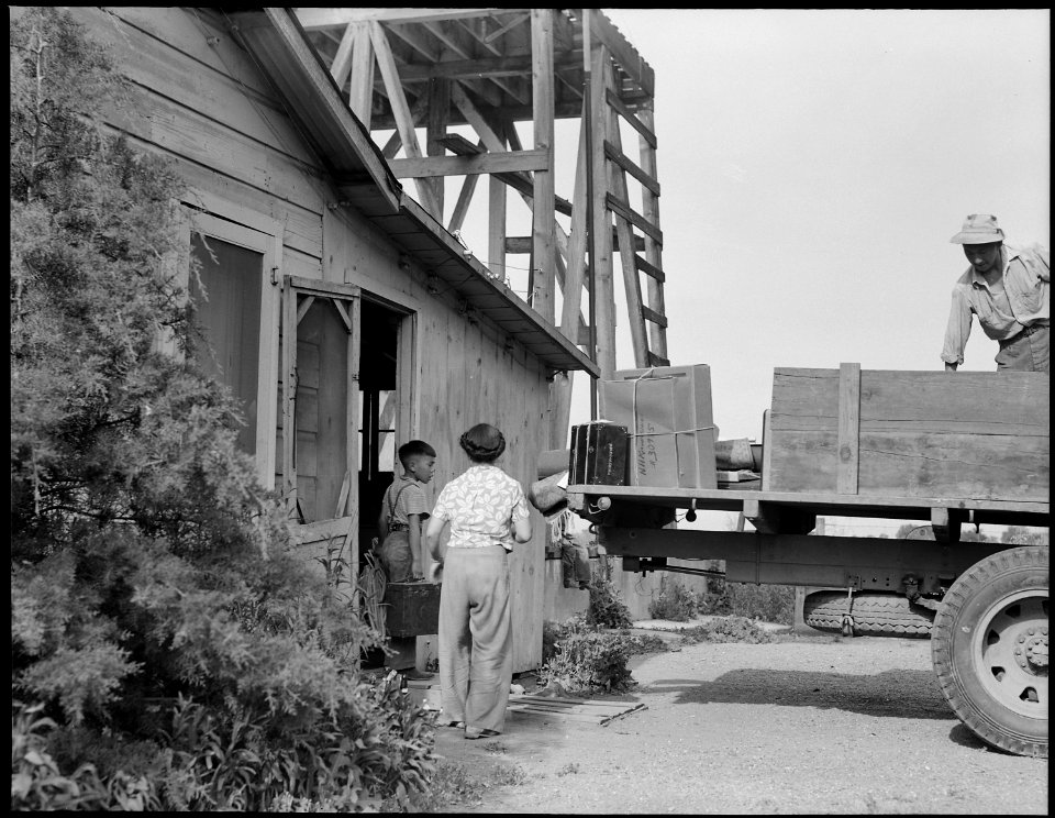Woodland, California. Woman on farm being evacuated on the following day by farners of Japanese anc . . . - NARA - 537766
