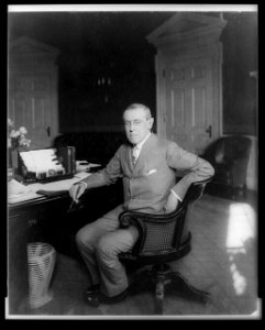 Woodrow Wilson, full-length portrait, seated at desk, facing slightly left LCCN96522381 photo