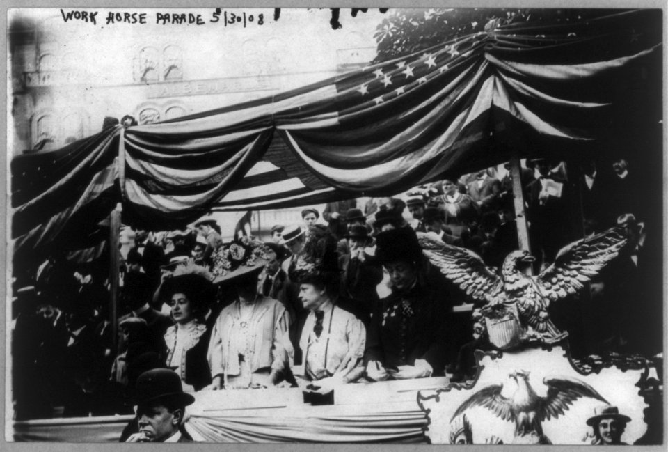 Work Horse parade, New York City- spectators in stand LCCN2004678609
