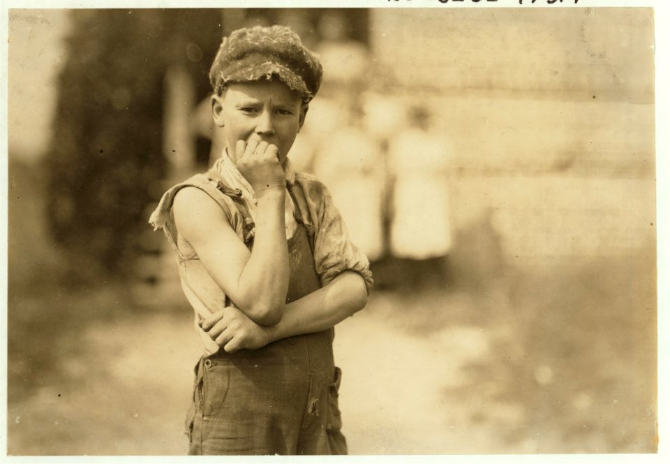 Workers in the Nokomis Cotton Mill, Lexington, N.C. The smallest boy said he was 11 years old and makes 50 cents a day. Been doffing there for some months. The Band Boy who seems much LOC cph.3a47667