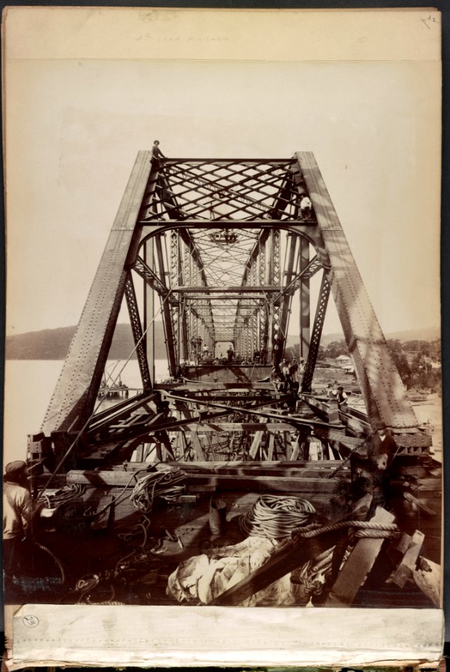 Workers posed on span of Hawkesbury River Railway Bridge, New South Wales, Australia) - C. Bayliss photo, Sydney LCCN2016651660