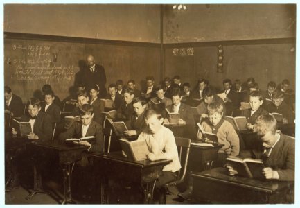 Working Boys of all Nationalities Making the Best of the Spare Evening Hours. Boston 1915 Exhibit. LOC nclc.04541