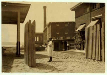 Working girl about 14 standing at gate. R. K. Conant - Witness. LOC nclc.02231