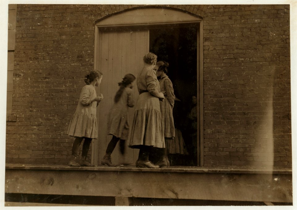 Workers in Weiss Hosiery Mill, (a small mill). I saw a number of little girls like these at work inside, but could not get them to pose outside. LOC nclc.01997