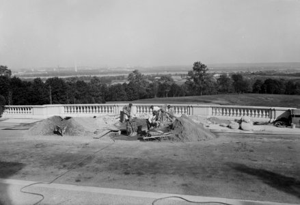 Workers dig shaft for first Unknown Soldier - Arlington National Cemetery - Arlington County VA USA - 1921