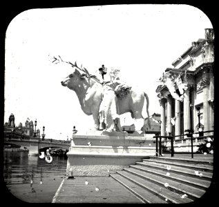 World's Columbian Exposition lantern slides, Agricultural Building, Statue of Bull (NBY 8817)