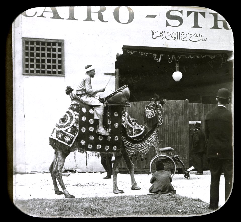 World's Columbian Exposition lantern slides, Midway Plaisance, Oriental Parade (with camel) (NBY 8814)