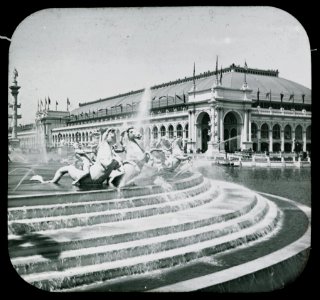 World's Columbian Exposition lantern slides, Columbian Fountain, Section Fronting on Lagoon (NBY 8724)