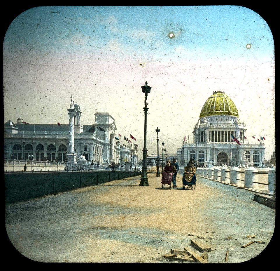 World's Columbian Exposition lantern slides, Visitors in Chairs (NBY 8742)