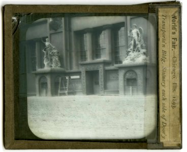 World's Columbian Exposition lantern slides, Transportation Building, Statuary Each Side of Doorway (NBY 8843) photo