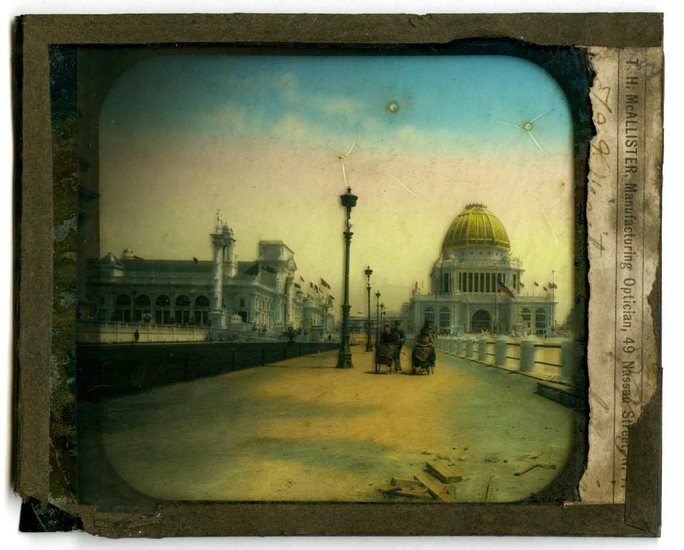 World's Columbian Exposition lantern slides, Visitors in Chairs (NBY 8741)