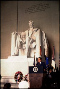 Wreath laying ceremony at the Lincoln Memorial in honor of Abraham Lincoln. - NARA - 194565