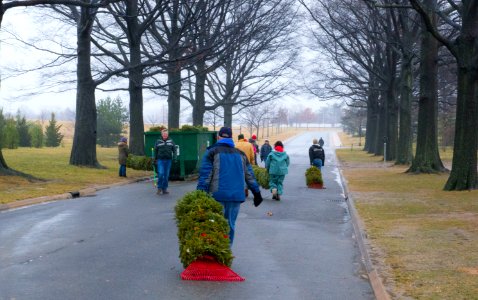Wreath cleanup event, Dumpster in the road (16354789262)