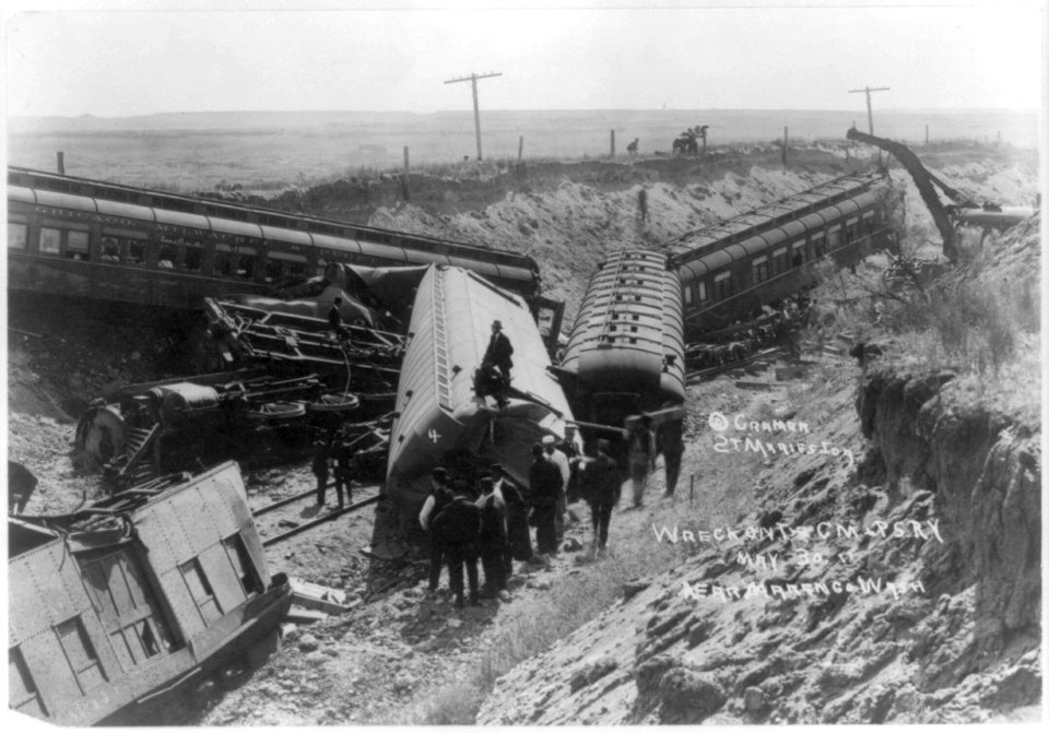 Wreck on the CM & PSRY (Chicago, Milwaukee & Puget Sound Railway), May 30, 1911, near Marengo, Wash. LCCN2012649469