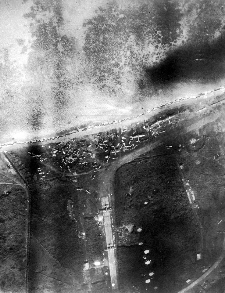 Wrecked Japanese aircraft at Truk in April 1944