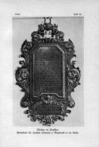Wulkow bei Frankfurt Gedenktafel für Joachim Erdmann von Burgsdorff in der Kirche Lebus Tafel 32