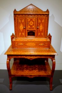 Writing desk, artist unknown, United States, 1880-1889, oak, brass, other woods - Peabody Essex Museum - DSC07617