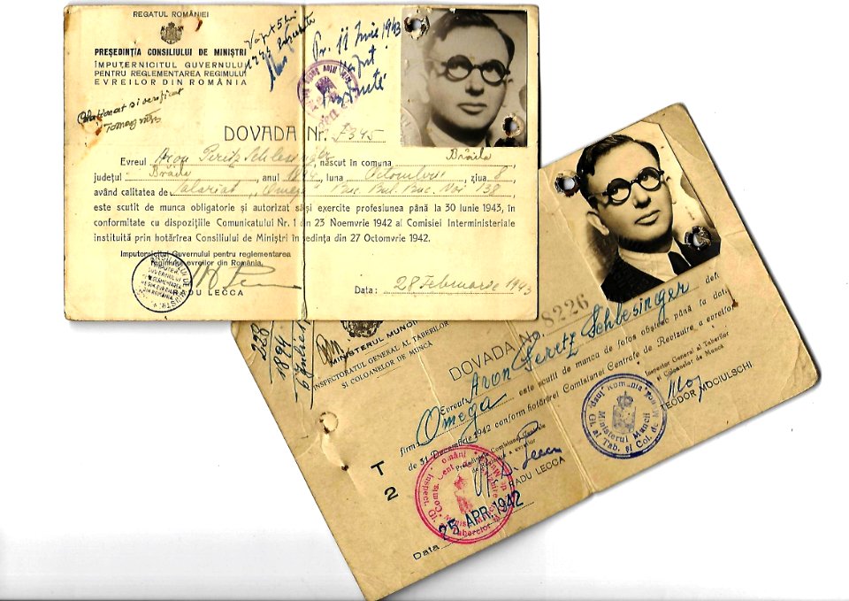 WW2 special ID's issued for Jews hand signed by Radu Lecca