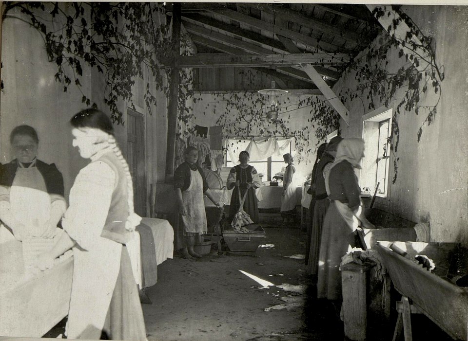 Wäscherei. Aufgenommen am 5.V.1916. OLESZOW. (BildID 15537360)