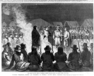 Wyoming Territory - scenes and incidents in General Crook's Sioux Campaign. The Grand Council held at General Crook's headquarters on Goose Creek, June 15th. LCCN2003678104
