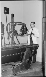 X-Ray machine in company owned hospital is operated by laboratory technician. Inland Steel Company, Wheelwright ^1 &... - NARA - 541463