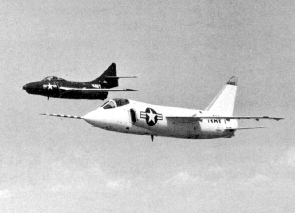 XF11F-1 with F9F-8 NAN1-55