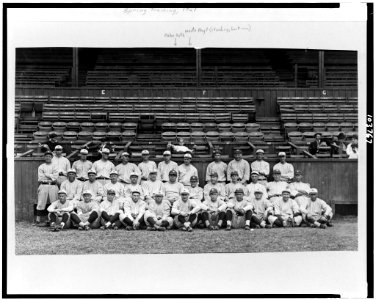 Yankees at New Orleans, posed in front of bleachers, spring training, Babe Ruth in center LCCN91784619