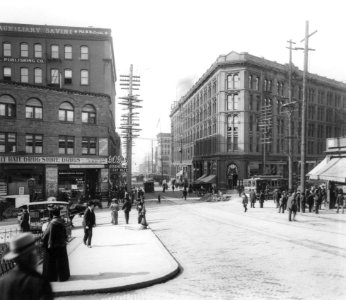 Yesler Way from 2nd Ave, Seattle, ca 1905 (CURTIS 2085) photo