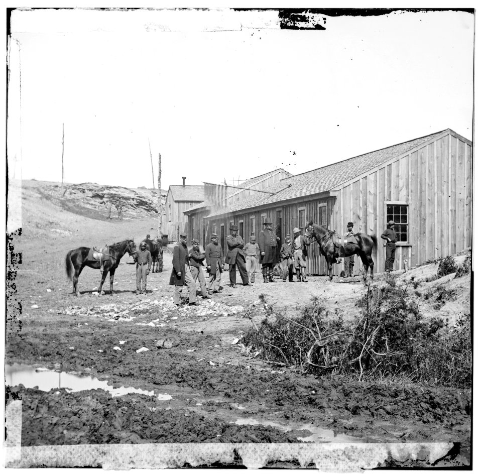 Yorktown, Virginia (vicinity). Federal troops at Confederate winter quarters near Yorktown LOC cwpb.01620