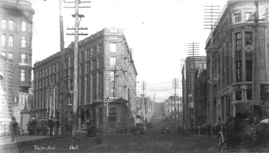 Yesler Way looking east, Seattle, Washington, ca 1891 (LAROCHE 318) photo