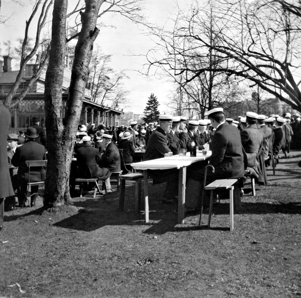 Ylioppilaiden vapunviettoa Kaisaniemessa - N1972 (hkm.HKMS000005-000001b4)