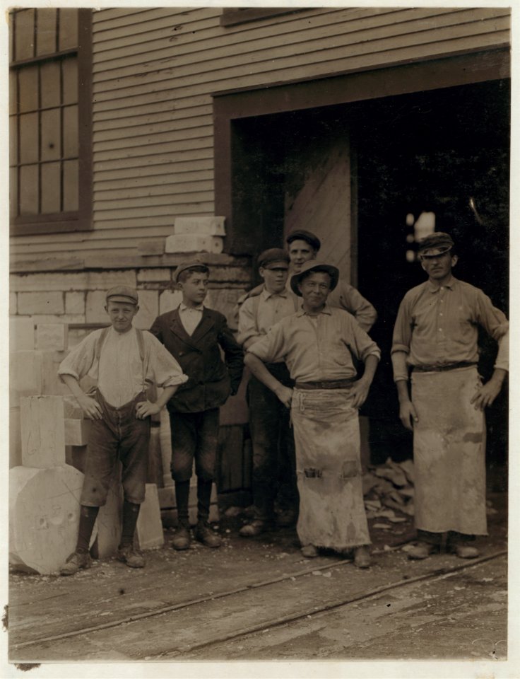 Young boys working in Vermont Marble Co., Proctor, Vt. Very illiterate. LOC nclc.01844