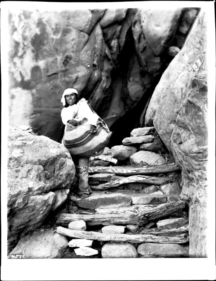 Young Acoma Indian man on the Acoma Trail, 1886 (CHS-4527)