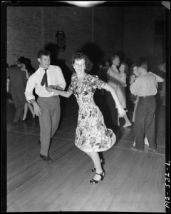 Young couple dancing at VFW dance on occasion of Fourth of July celebration. Price, Carbon County, Utah. - NARA - 540473