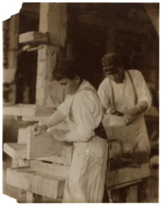 Young boy polishing marble in Vermont Marble Co., Centre Rutland, Vt. Most of these are illiterates. LOC nclc.04579